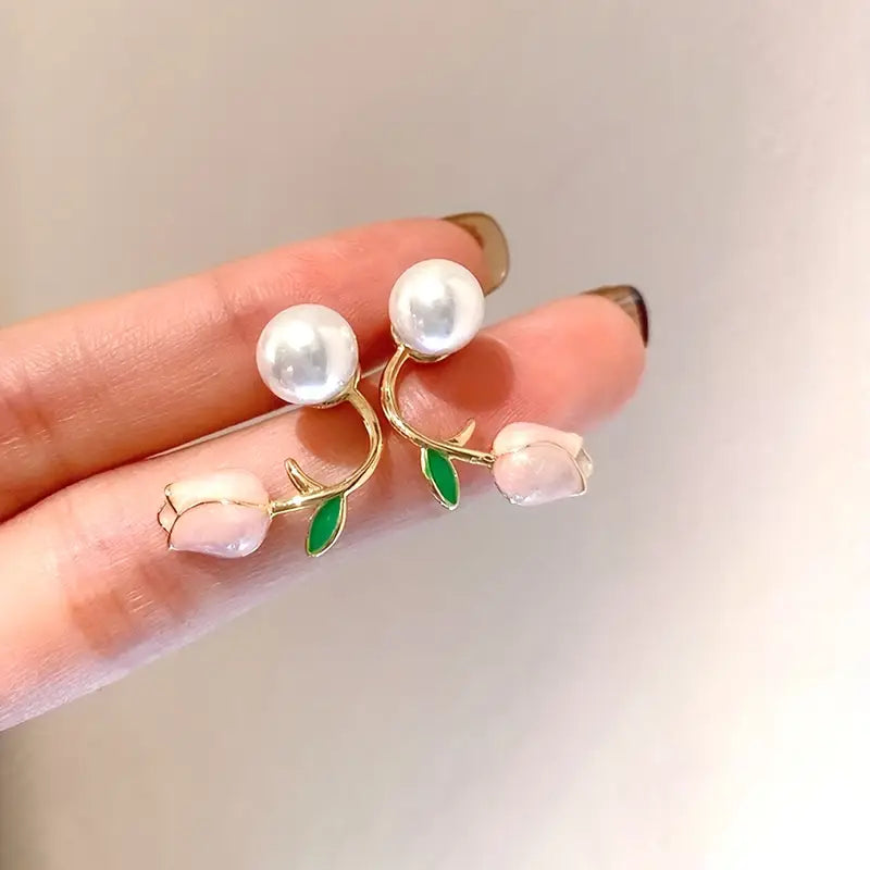 Set Rosa de Perla - Collar y Aretes