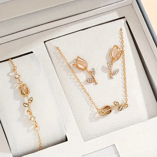 Set Bloming Light - Aretes, Collar y Brazalete