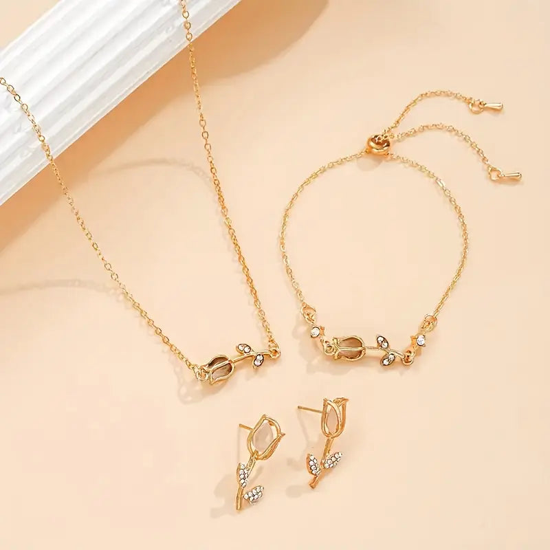 Set Bloming Light - Aretes, Collar y Brazalete